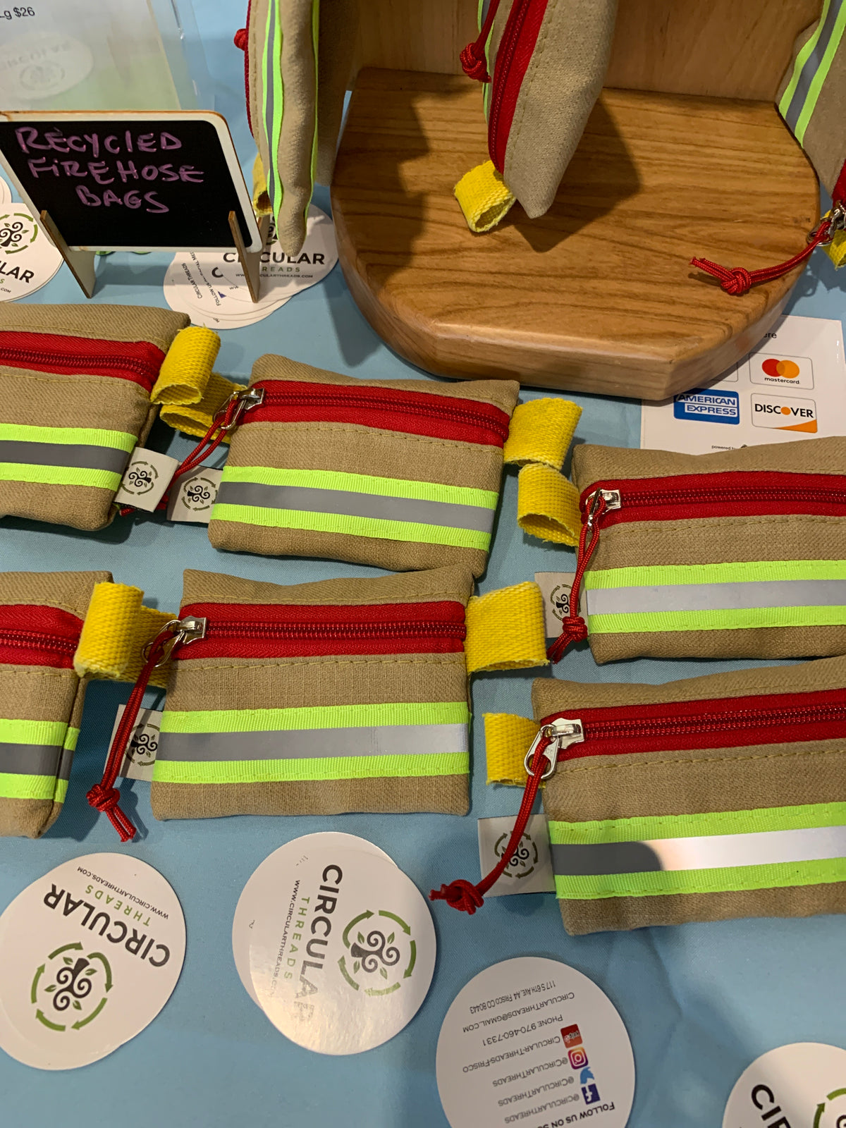 SMALL tiny/micro zipper pouch / earbud case / travel gear / recycled firehose / coin purse / turnout gear pouch