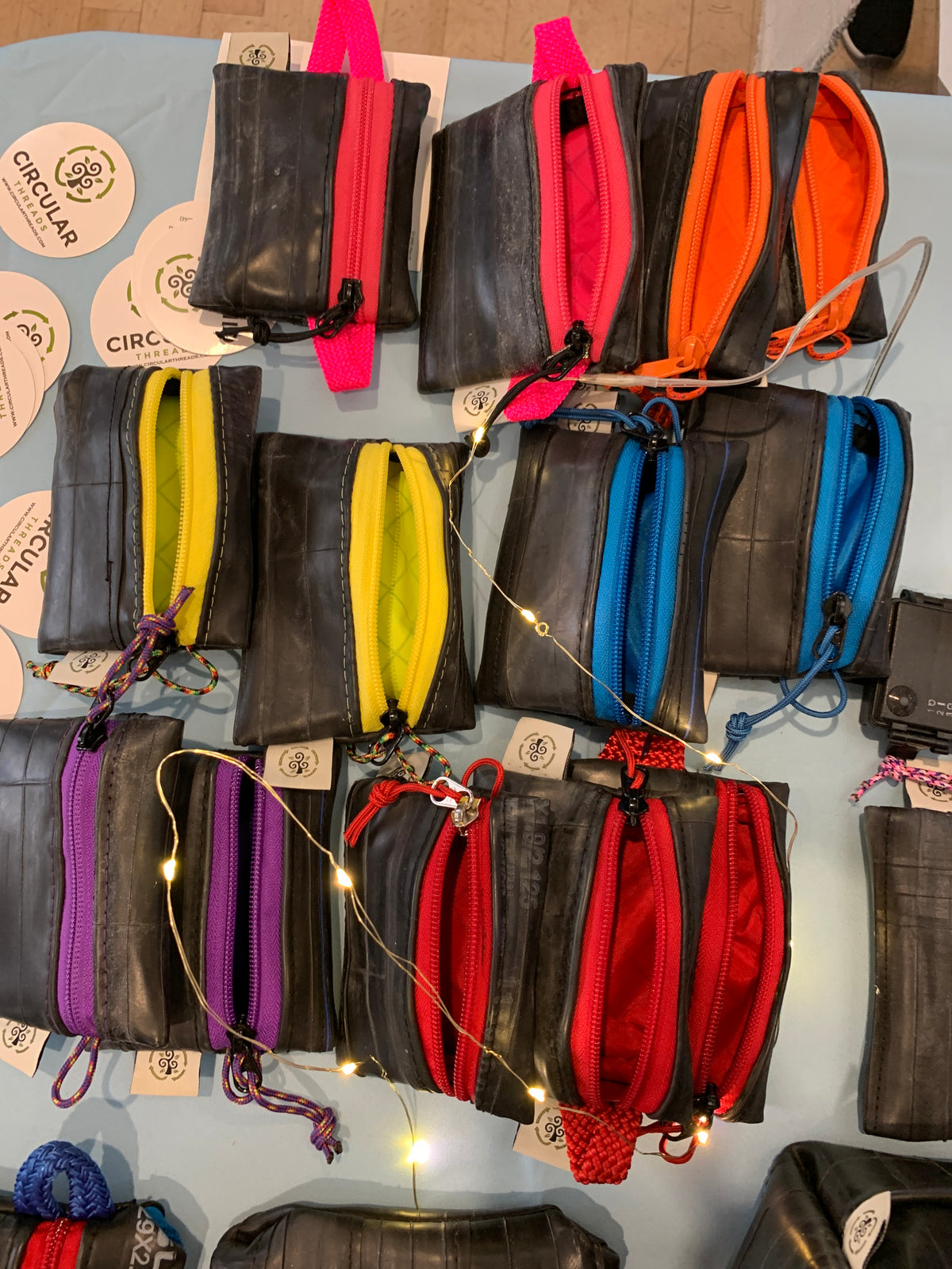 SMALL Recycled Bike Inner Tube tiny/micro zipper pouch / earbud case / travel gear / coin purse