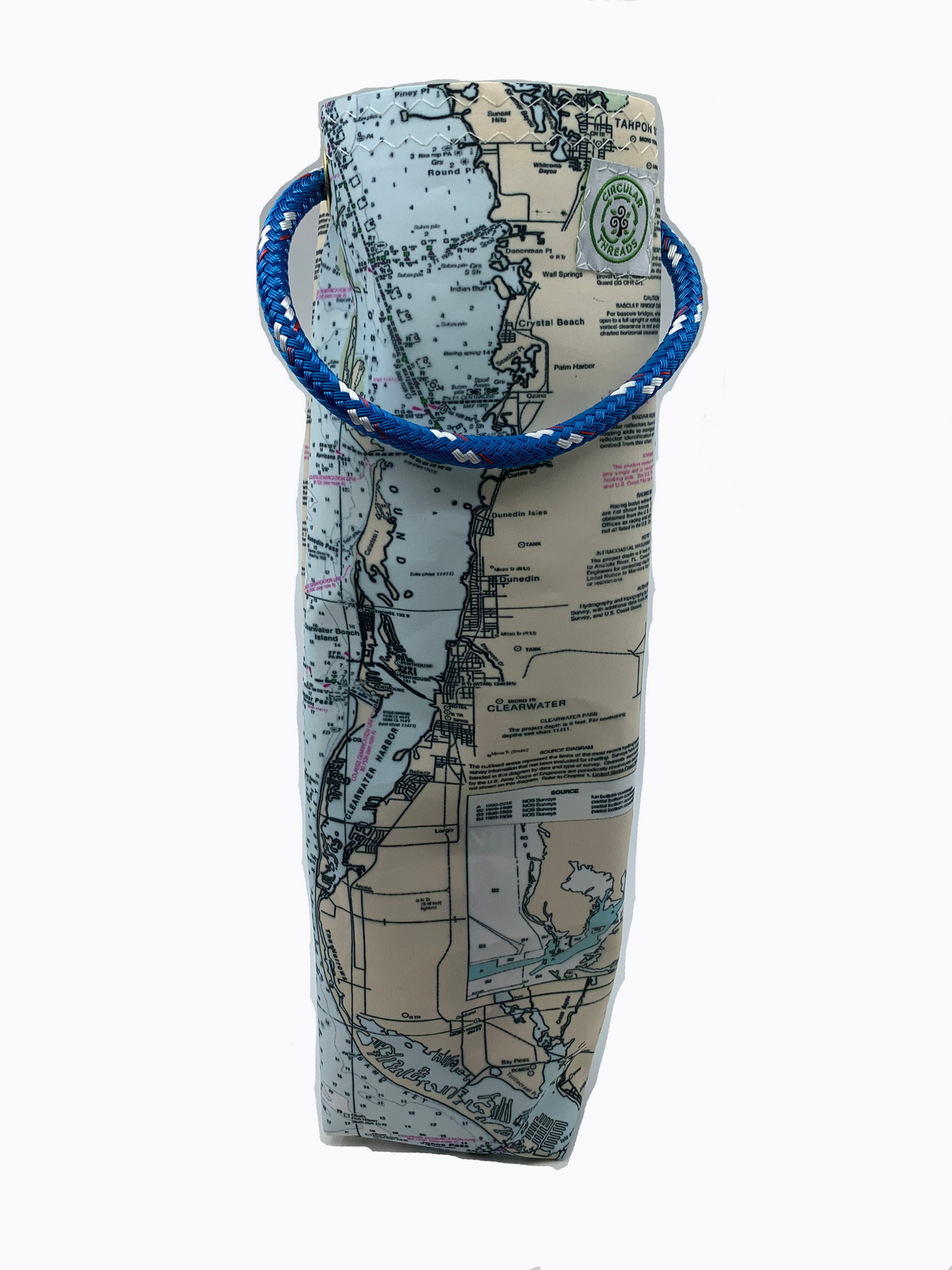 Recycled Sail Wine Bag Tote - Custom nautical chart