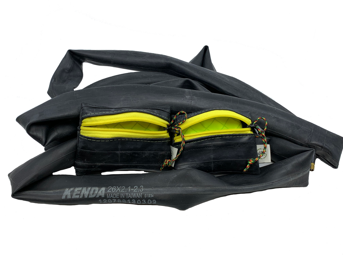 SMALL Recycled Bike Inner Tube tiny/micro zipper pouch / earbud case / travel gear / coin purse