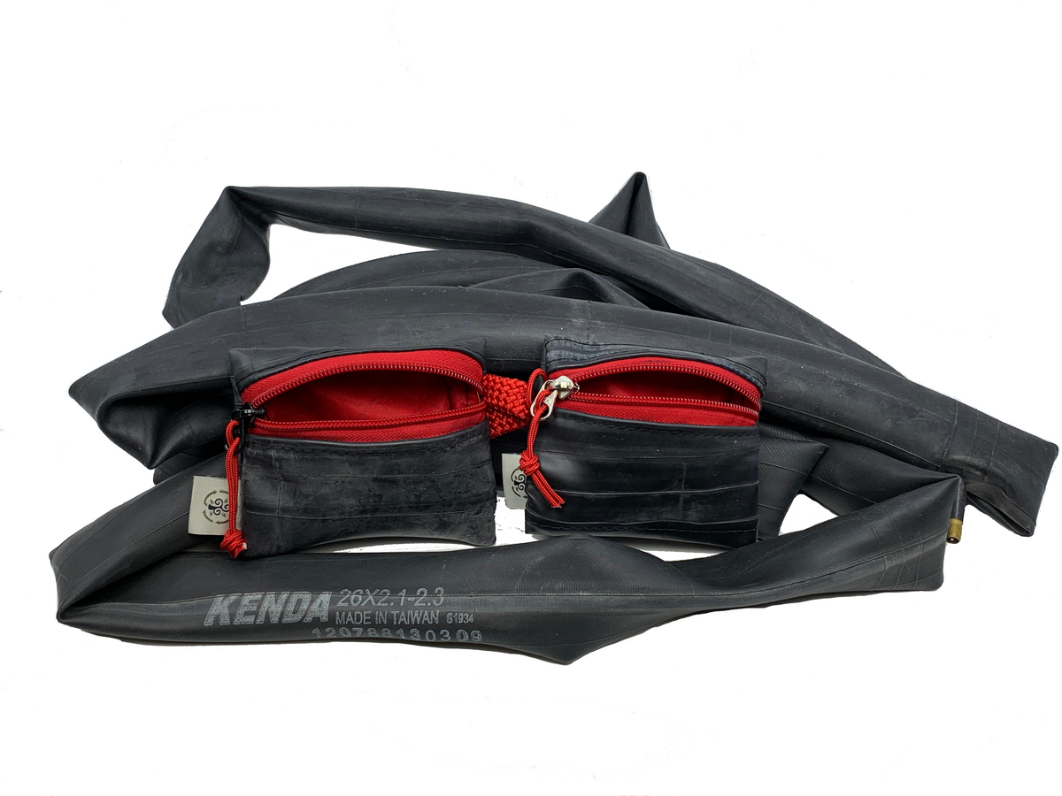 SMALL Recycled Bike Inner Tube tiny/micro zipper pouch / earbud case / travel gear / coin purse