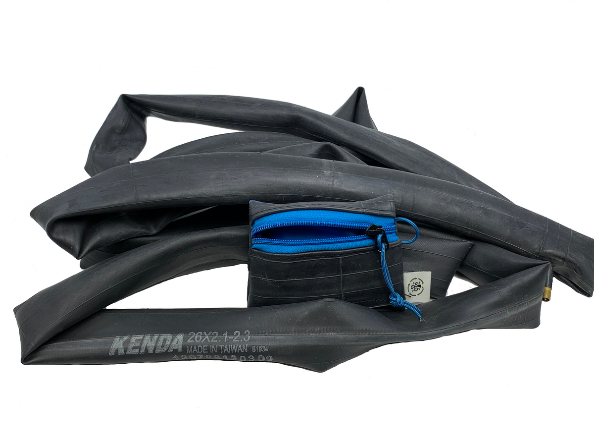 SMALL Recycled Bike Inner Tube tiny/micro zipper pouch / earbud case / travel gear / coin purse