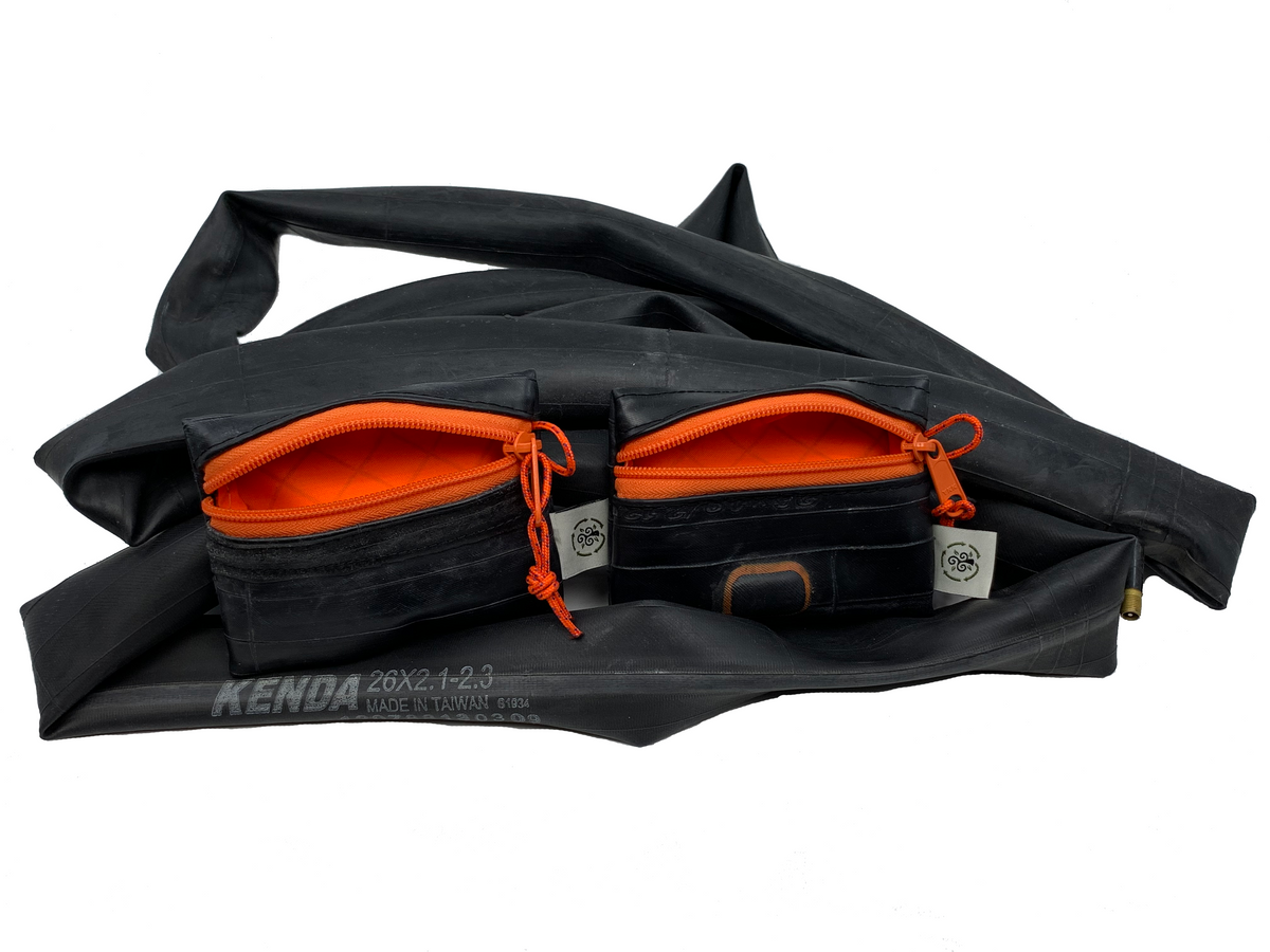 SMALL Recycled Bike Inner Tube tiny/micro zipper pouch / earbud case / travel gear / coin purse