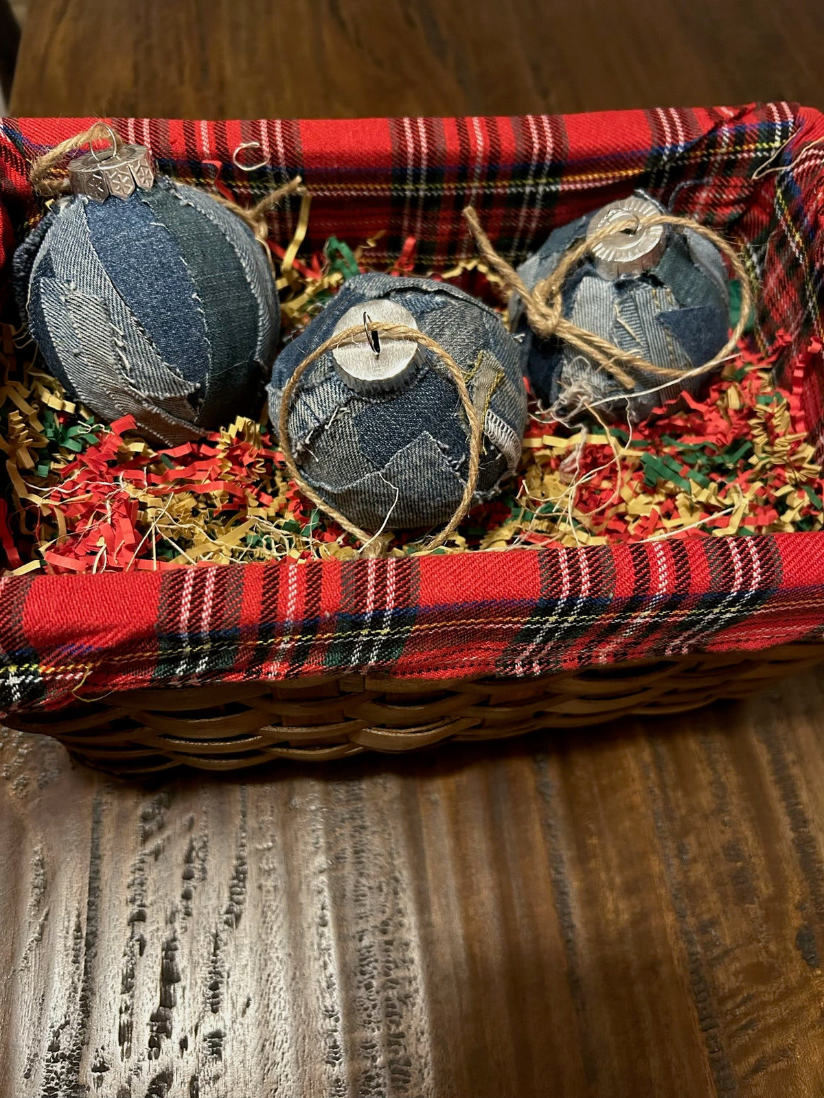 Upcycled Denim Christmas Ornaments