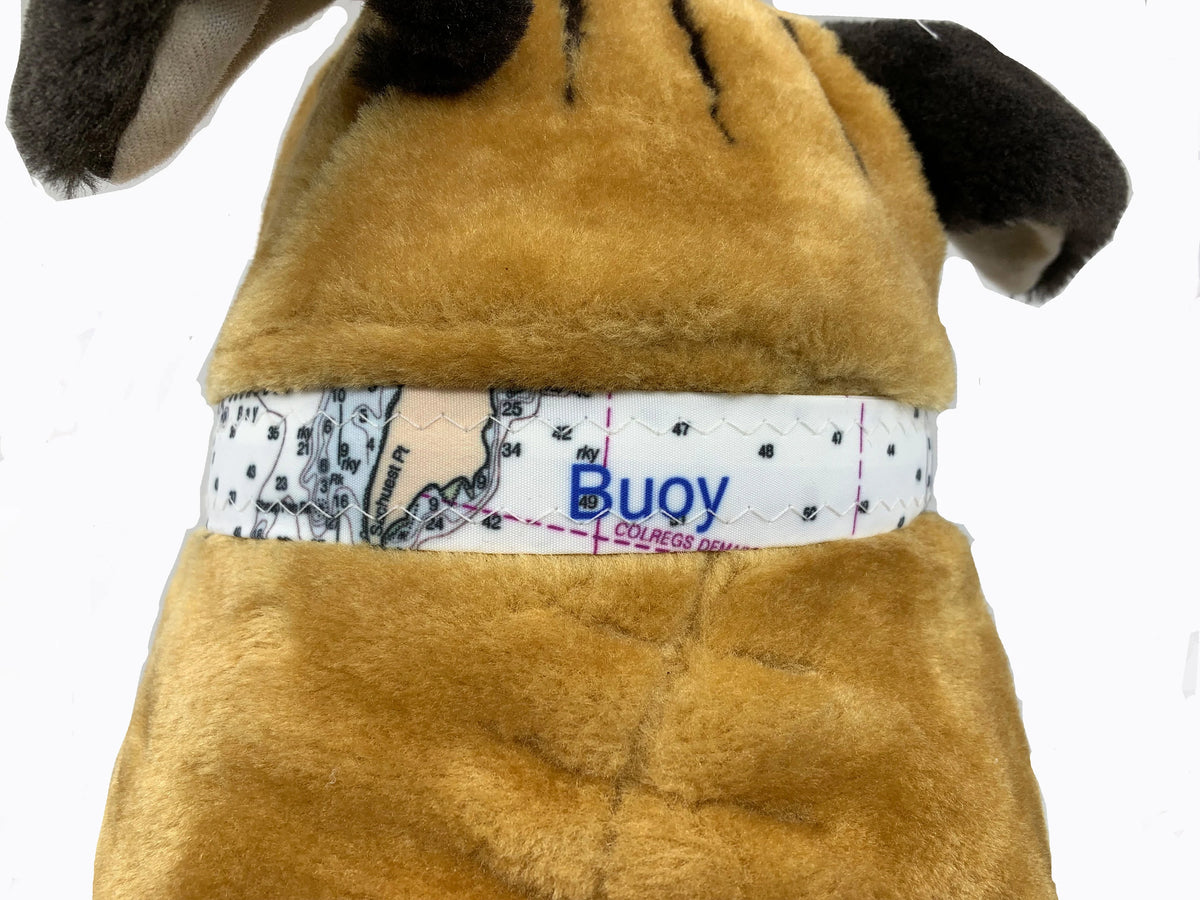 Recycled Sail Dog Collar with Custom Nautical Chart