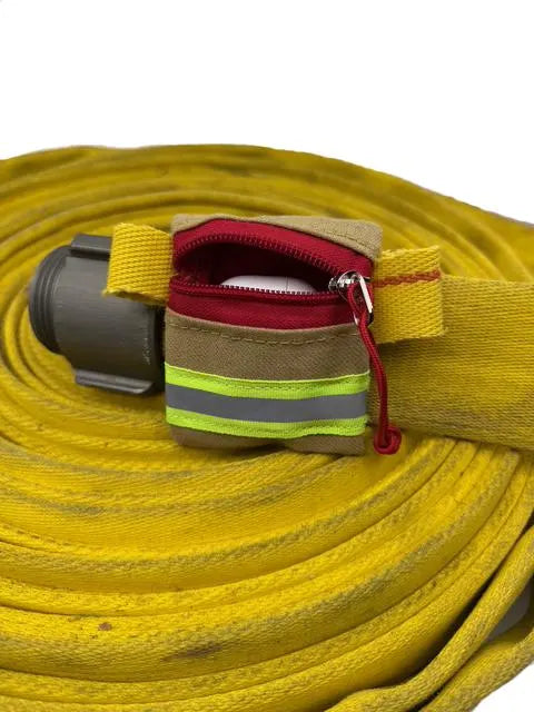 Recycled Firehose Mini zipper pouch.  Handmade Kevlar Firefighter Gift for upcycled earbuds or AirPods