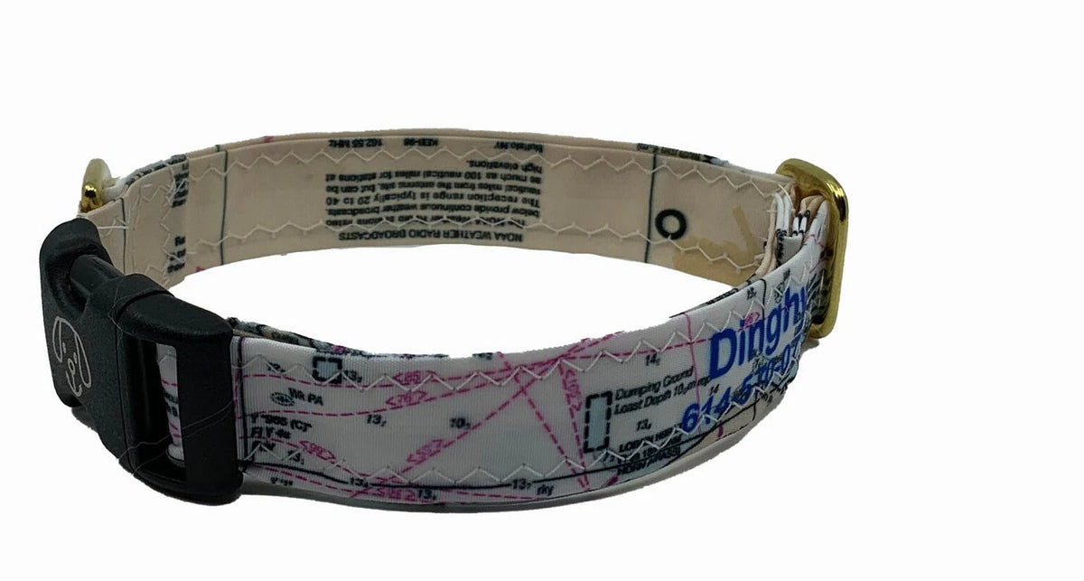 Recycled Sail Dog Collar with Custom Nautical Chart