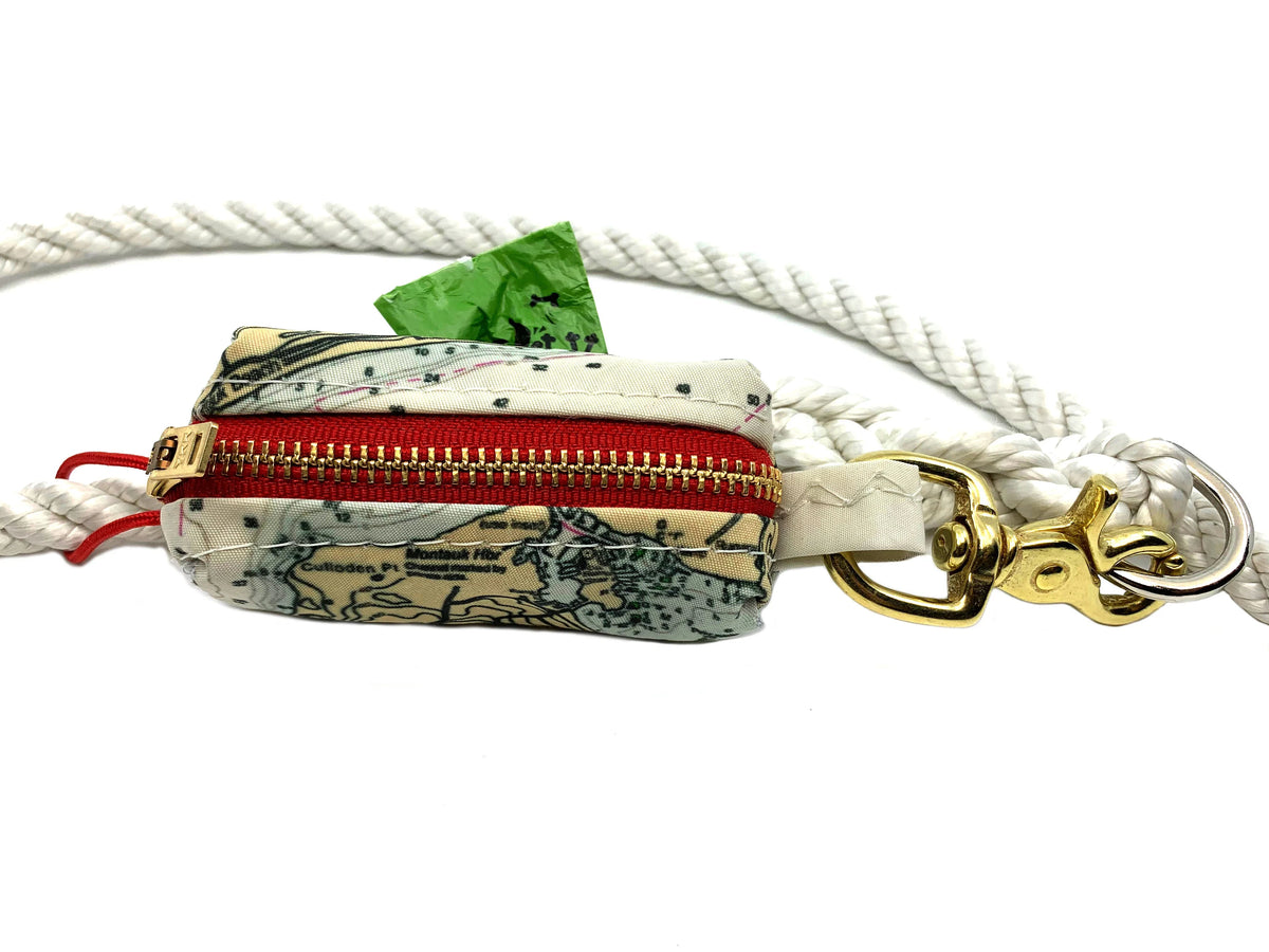 Recycled Sail Dog Waste Bag Holder Custom Nautical Chart Dog Poop Bag Dispenser