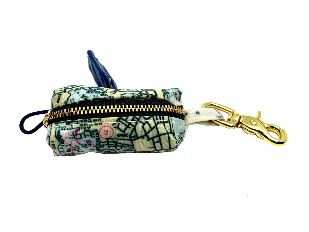 Recycled Sail Dog Waste Bag Holder Custom Nautical Chart Dog Poop Bag Dispenser