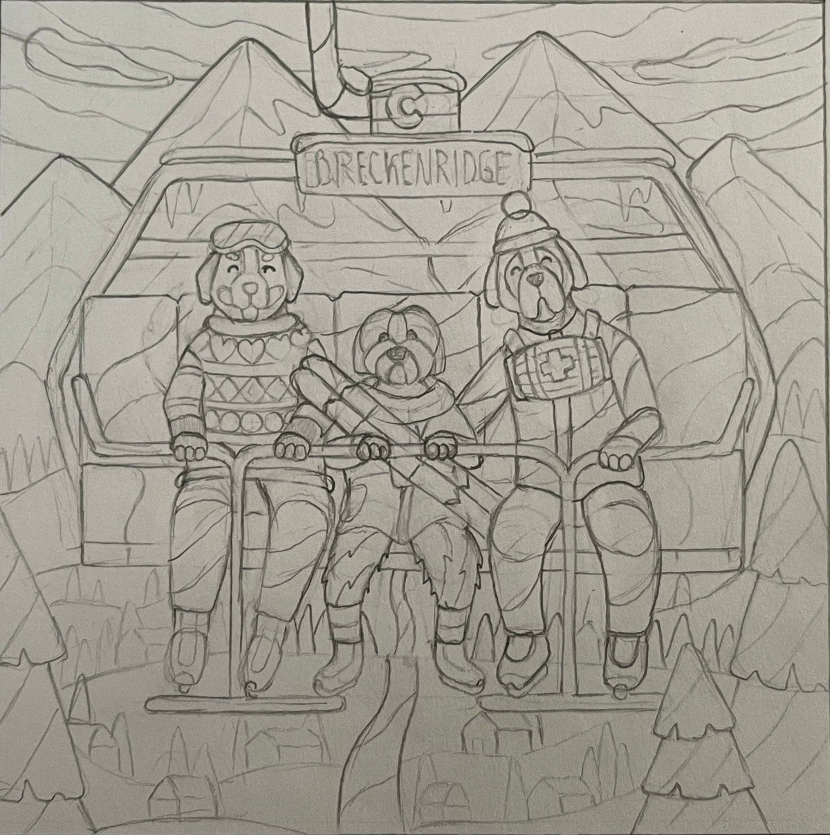 Circular Threads Throw Pillows Breckenridge Chairlift Dogs Throw Pillow Recycled Polyester