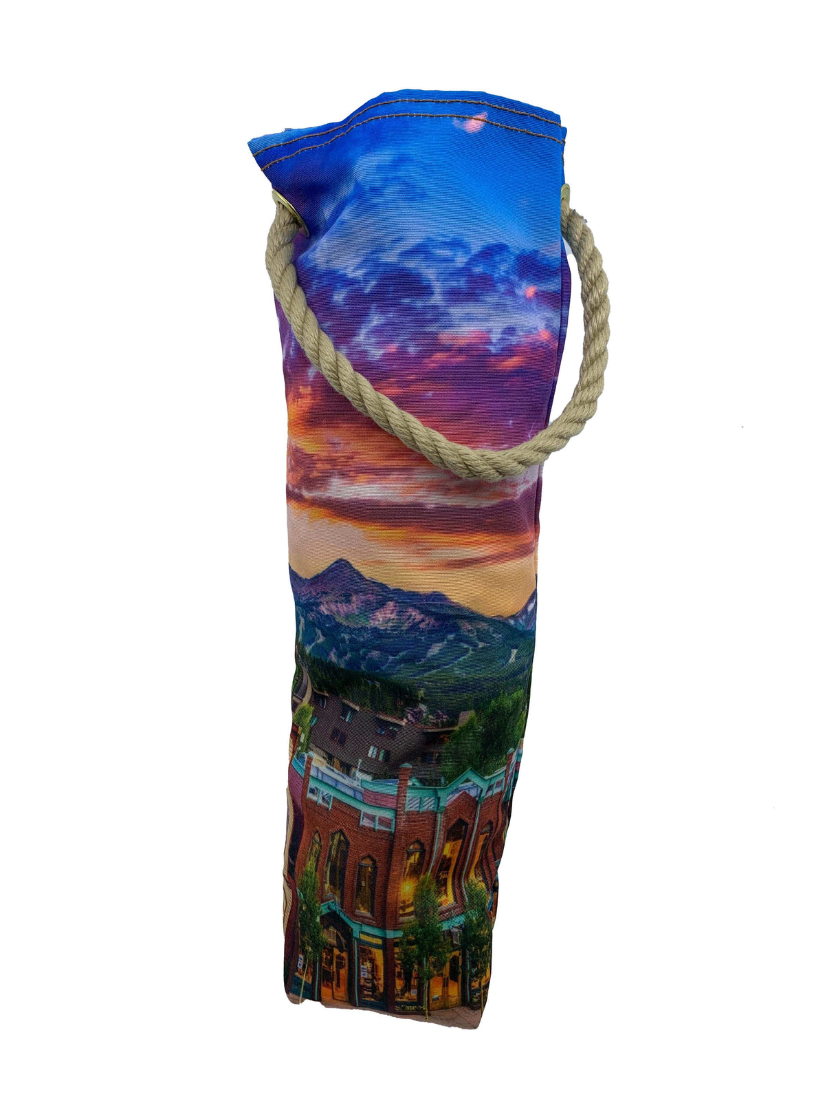 Circular Threads Upcycled Bags and Totes Breckenridge Colorado Sunset Recycled Wine Tote