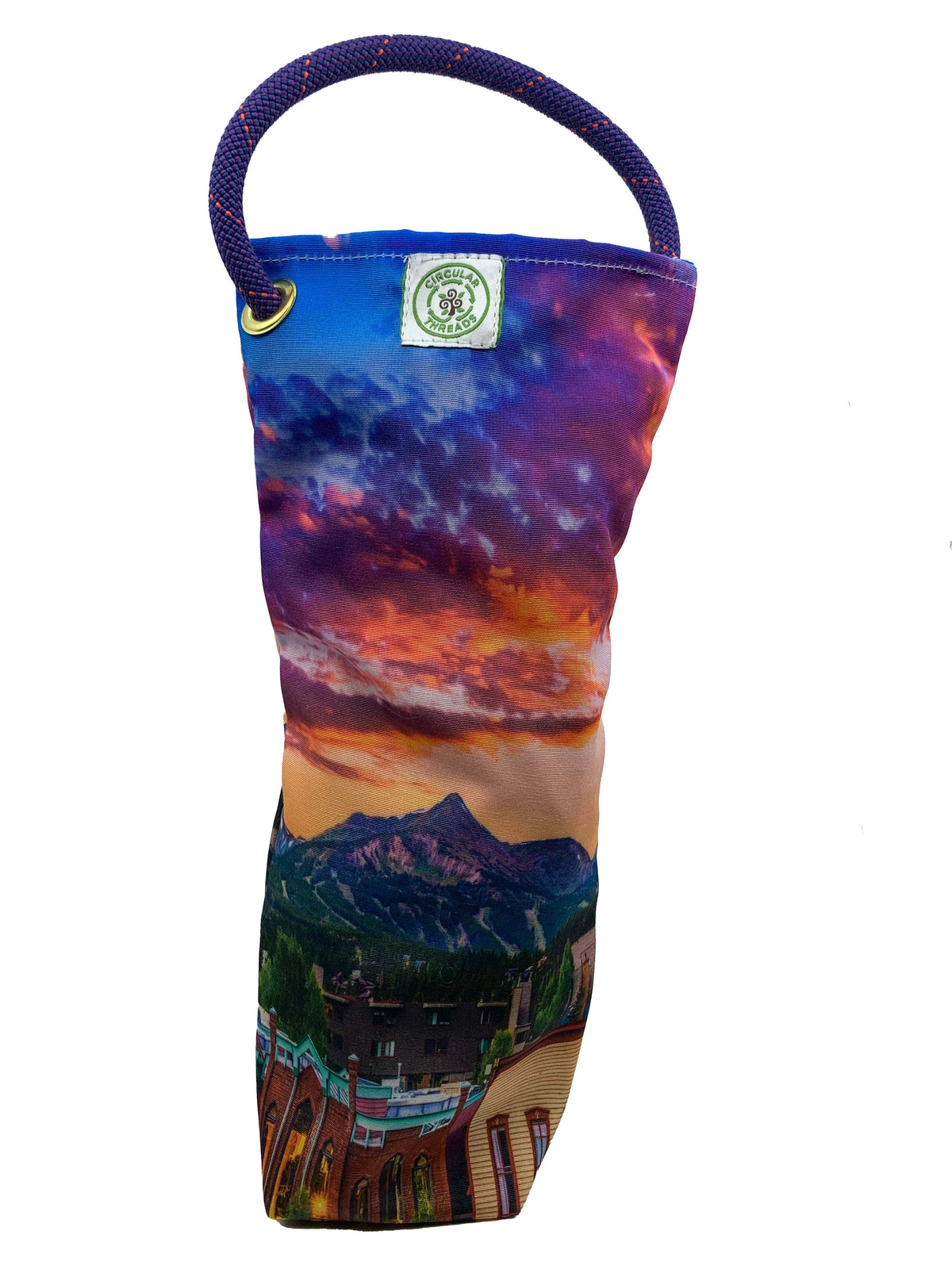 Circular Threads Upcycled Bags and Totes Breckenridge Colorado Sunset Recycled Wine Tote