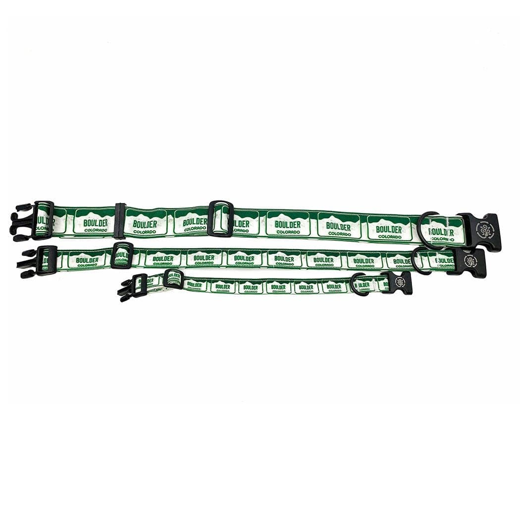 A picture of a dog collar vanity plate with Boulder, Colorado