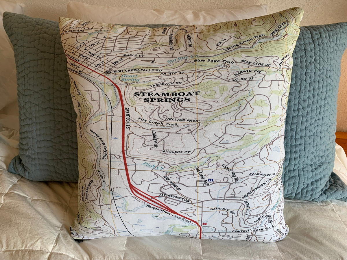 Circular Threads Throw Pillows 20&quot; x 20&quot; Pillow (Cover only) Custom Hiking Map Topo Chart Throw Pillow Recycled Polyester