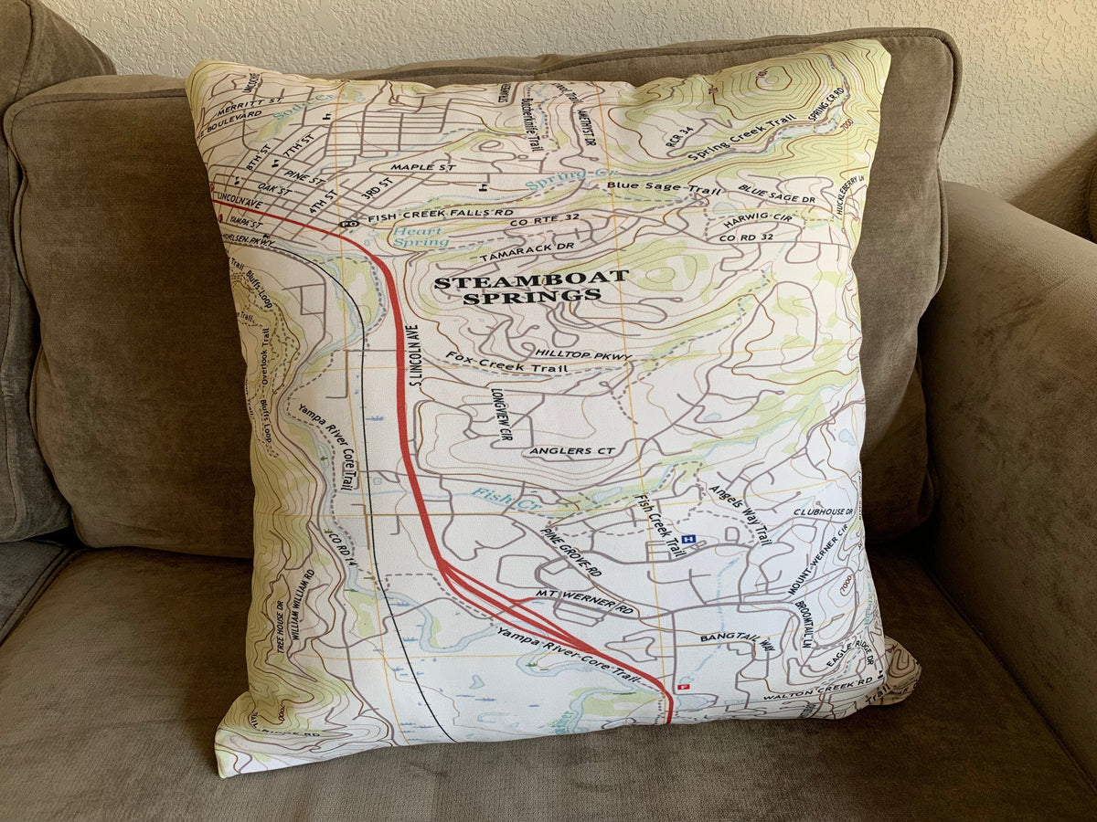 Circular Threads Throw Pillows 18&quot; x 18&quot; Pillow (Cover only) Custom Hiking Map Topo Chart Throw Pillow Recycled Polyester