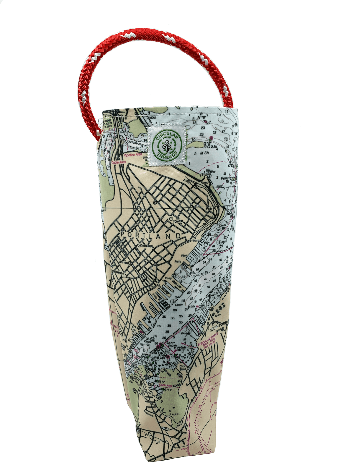 Circular Threads Upcycled Bags and Totes Custom Nautical Chart Recycled Sail Wine Tote