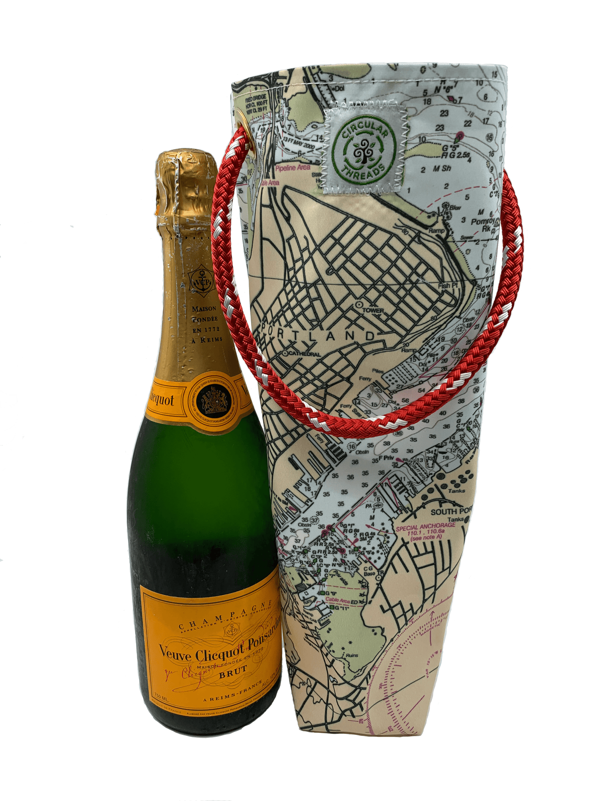 Circular Threads Upcycled Bags and Totes Custom Nautical Chart Recycled Sail Wine Tote