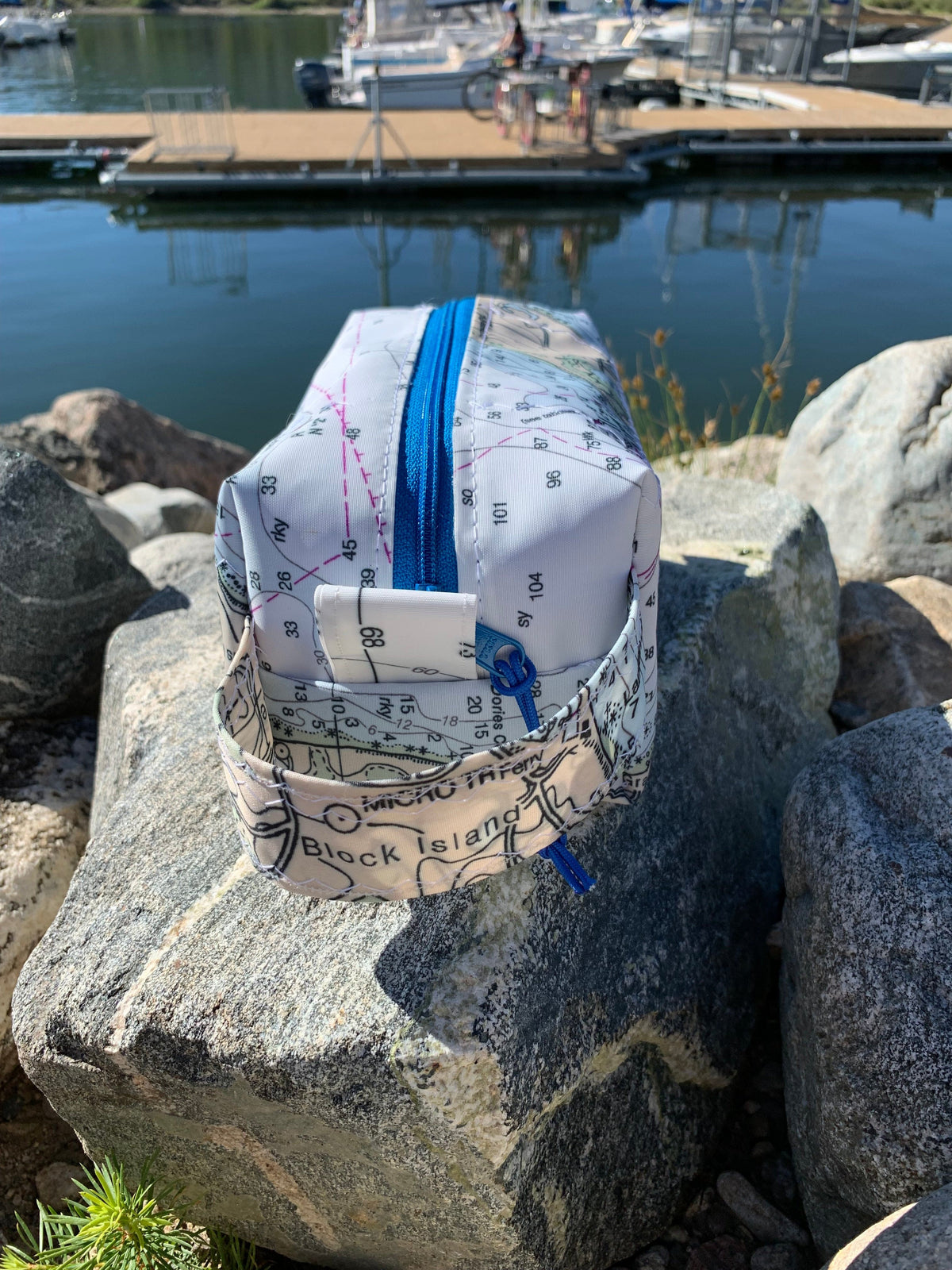 Circular Threads Upcycled Bags and Totes Custom Sailcloth Nautical Chart Dopp Kit &amp; Toiletry Bag