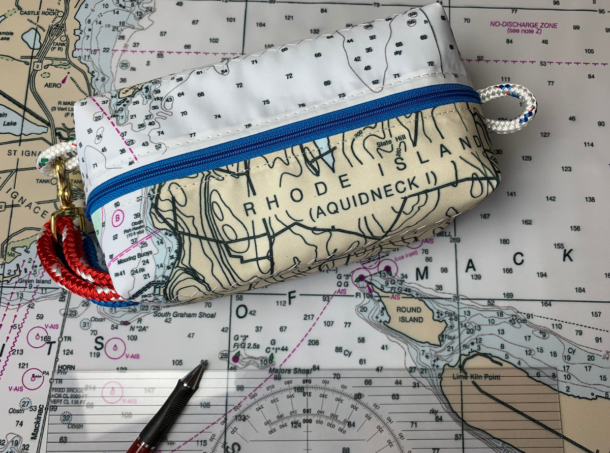 Circular Threads Upcycled Bags and Totes Custom Sailcloth Nautical Chart Dopp Kit &amp; Toiletry Bag