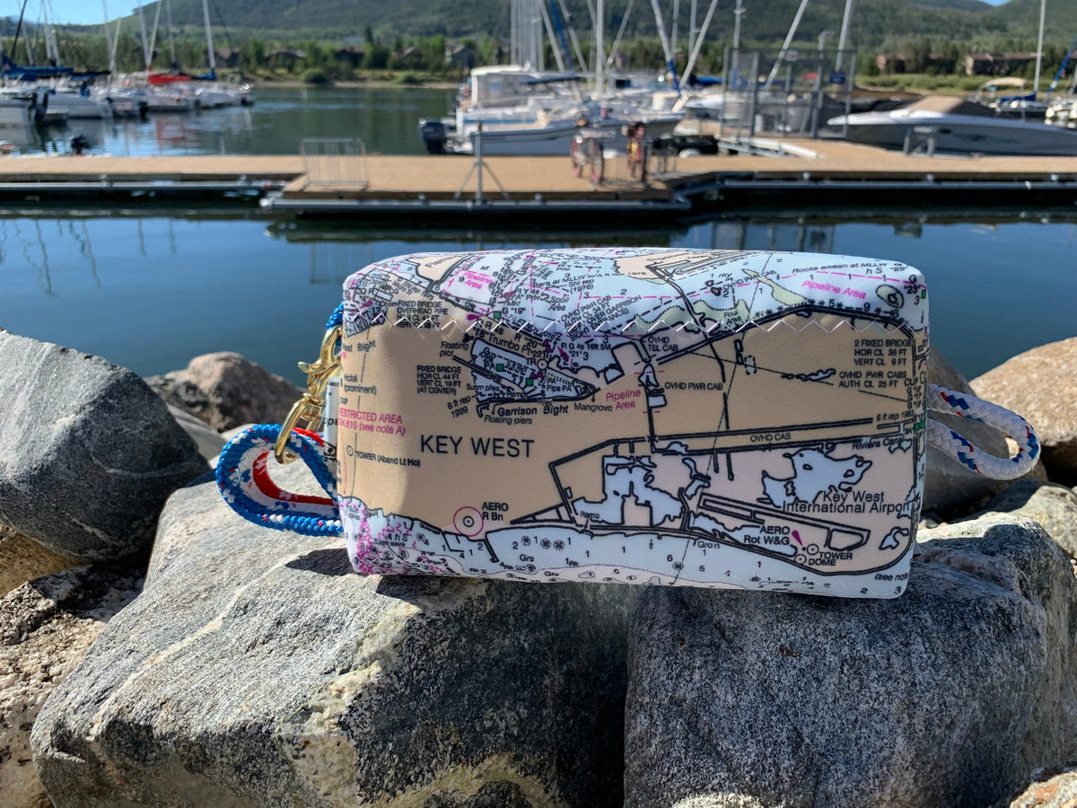 Circular Threads Upcycled Bags and Totes Custom Sailcloth Nautical Chart Dopp Kit &amp; Toiletry Bag