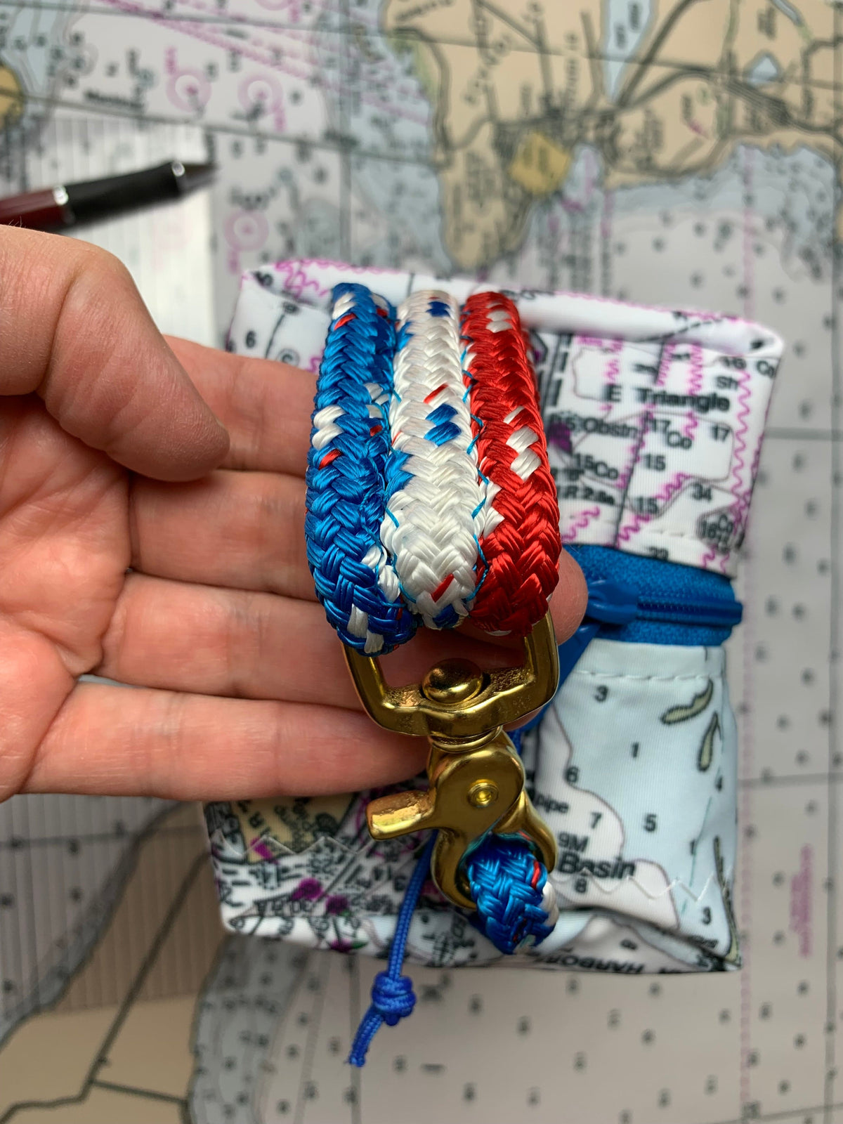 Circular Threads Upcycled Bags and Totes Custom Sailcloth Nautical Chart Dopp Kit &amp; Toiletry Bag