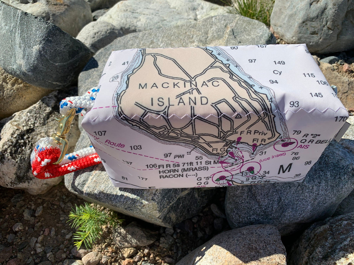 Circular Threads Upcycled Bags and Totes Custom Sailcloth Nautical Chart Dopp Kit &amp; Toiletry Bag