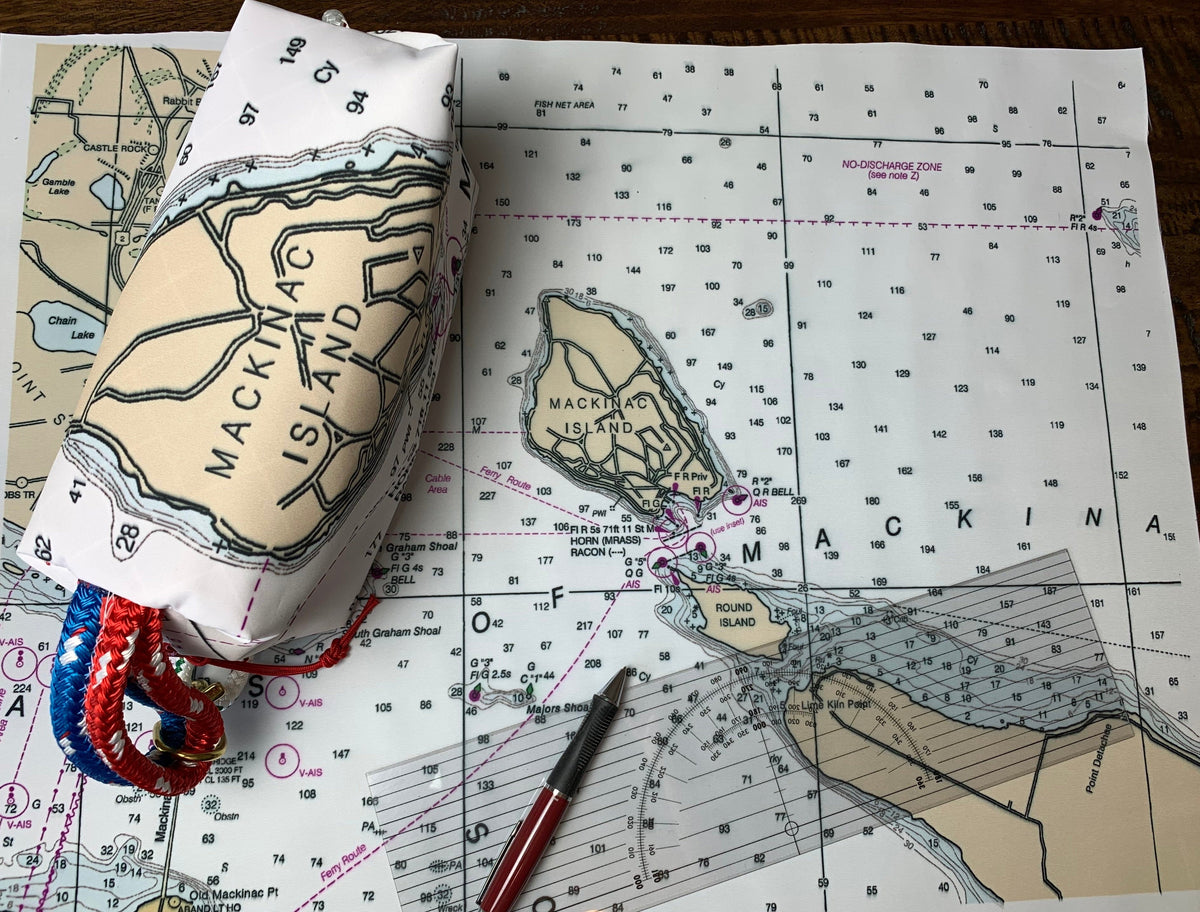 Circular Threads Upcycled Bags and Totes Custom Sailcloth Nautical Chart Dopp Kit &amp; Toiletry Bag