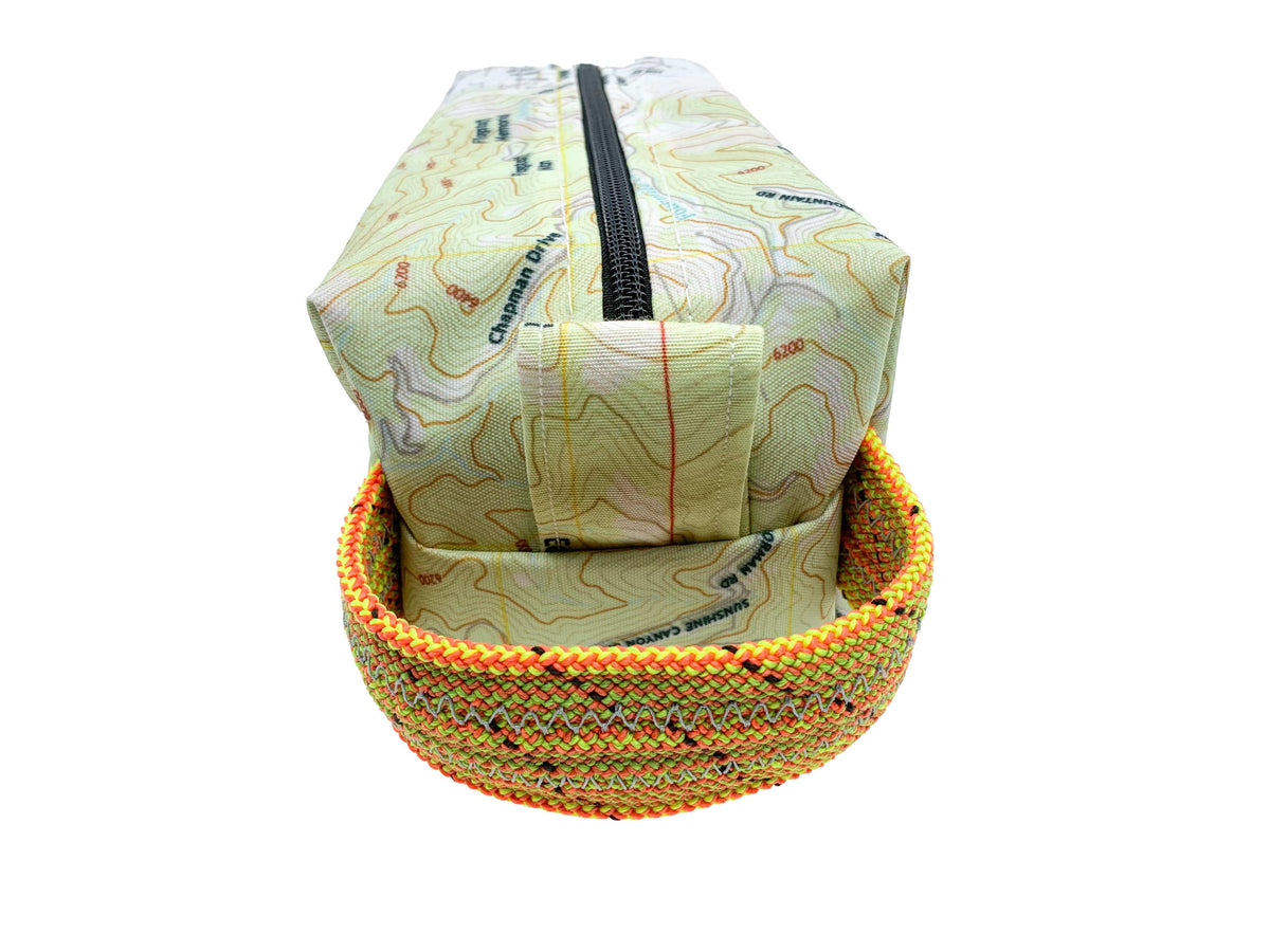 Circular Threads Upcycled Bags and Totes Custom Topo Chart Dopp Kit &amp; Toiletry Bag