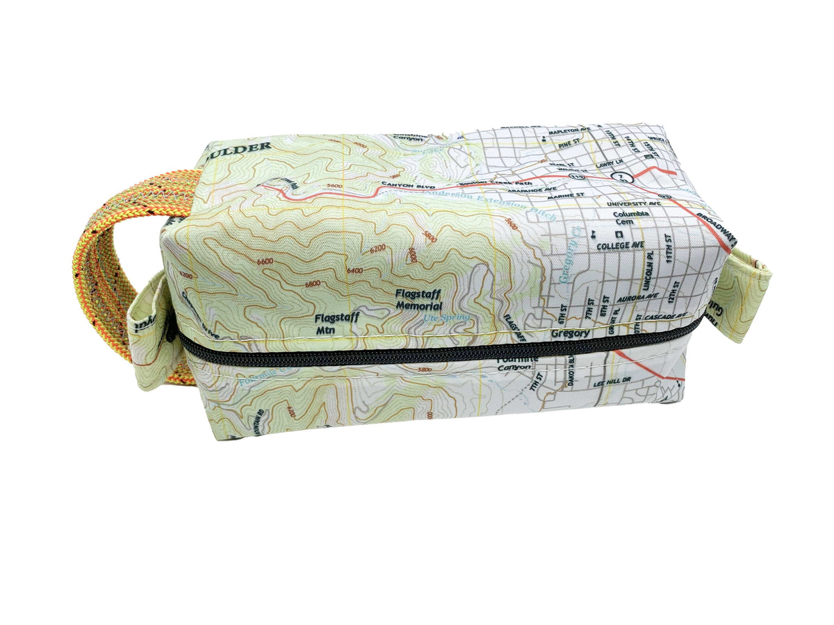 Circular Threads Upcycled Bags and Totes Custom Topo Chart Dopp Kit &amp; Toiletry Bag