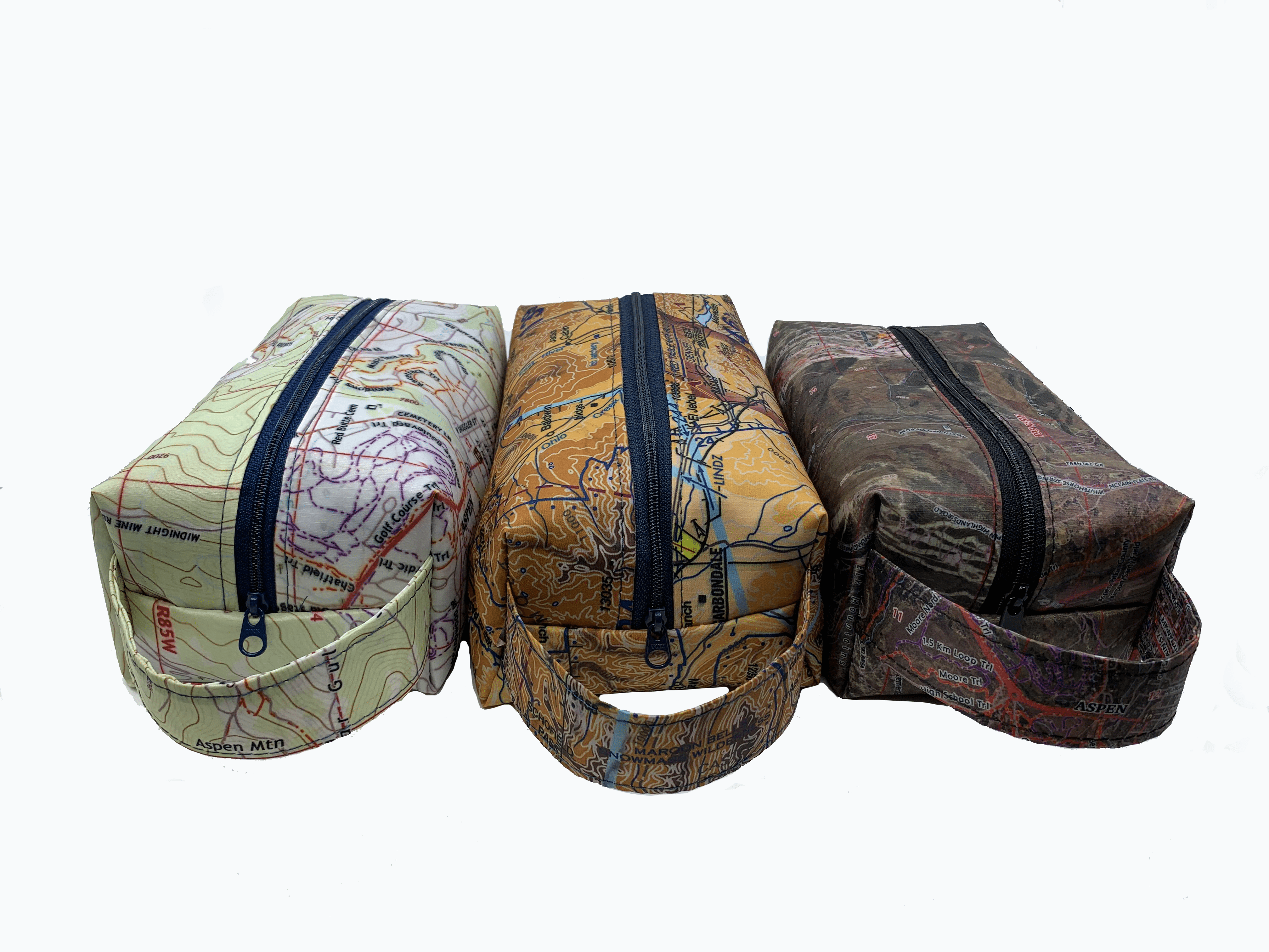 customized travel map tote bags Topo Map Dopp Kit & Toiletry Bag Customize