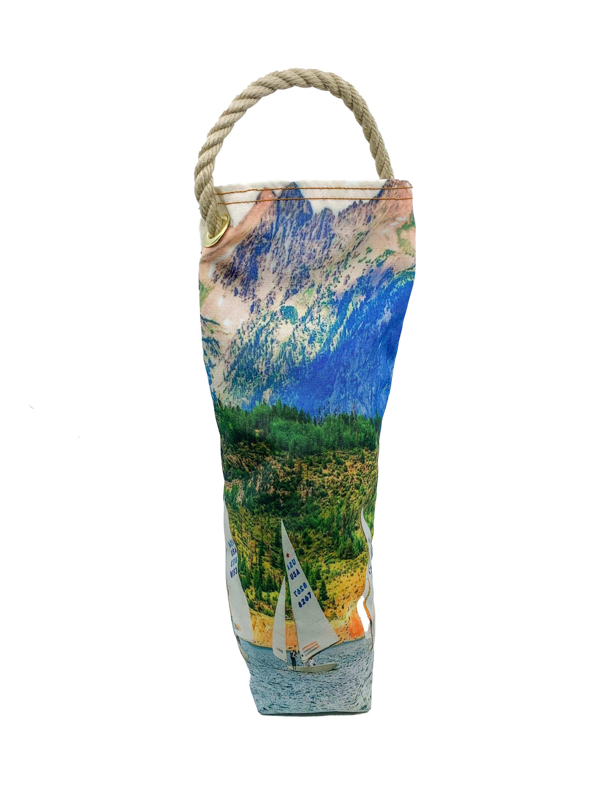 Circular Threads Upcycled Bags and Totes Lake Dillon Colorado Fall Sailboat Recycled Wine Tote