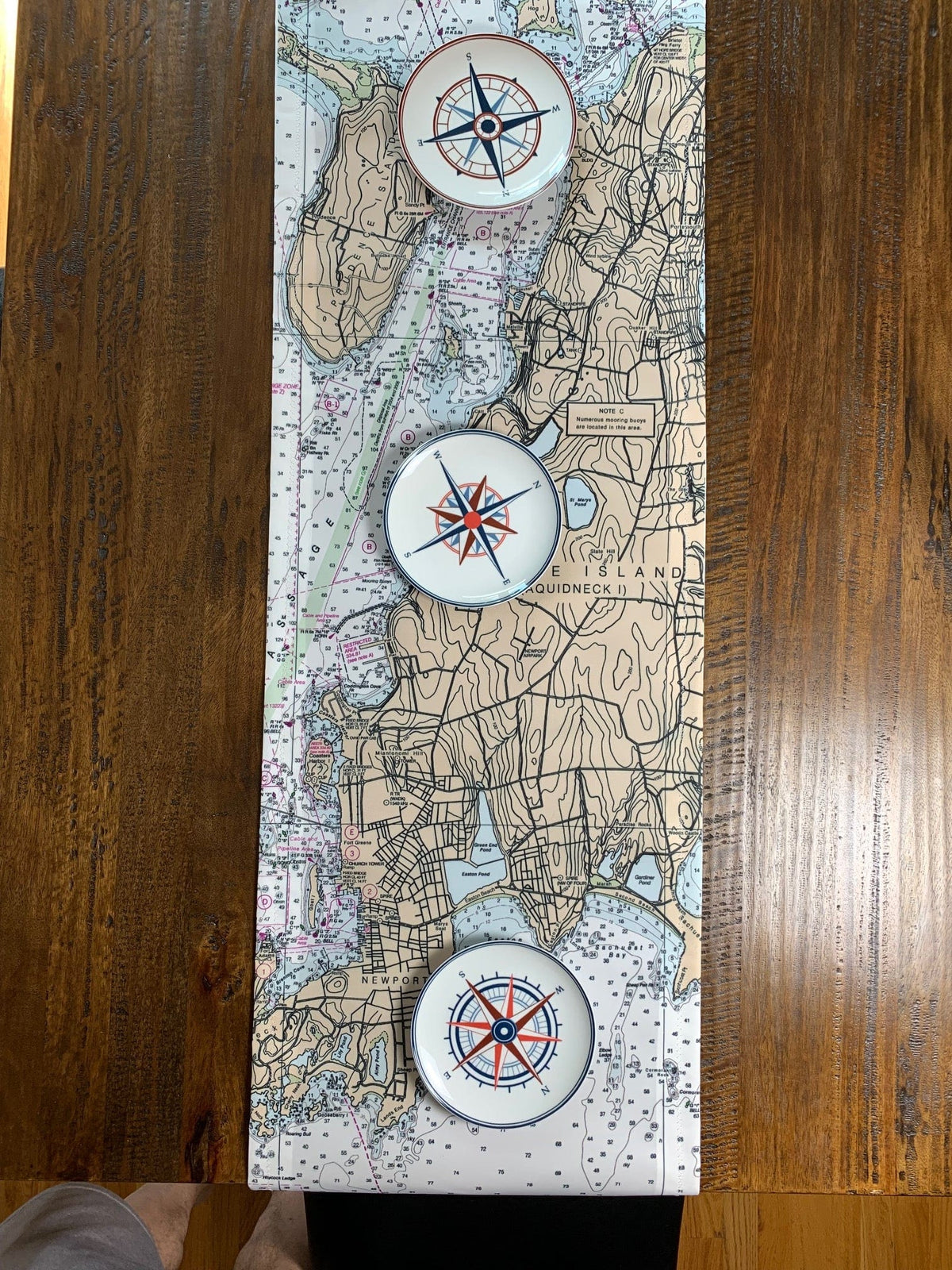 Circular Threads Table Runner Nautical Chart Table Runner  - Choose your NOAA Nautical Chart