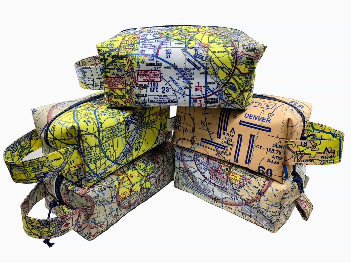 Circular Threads Upcycled Bags and Totes Pilot Dopp Kit &amp; Toiletry Bag - Choose your VFR Terminal Area Chart
